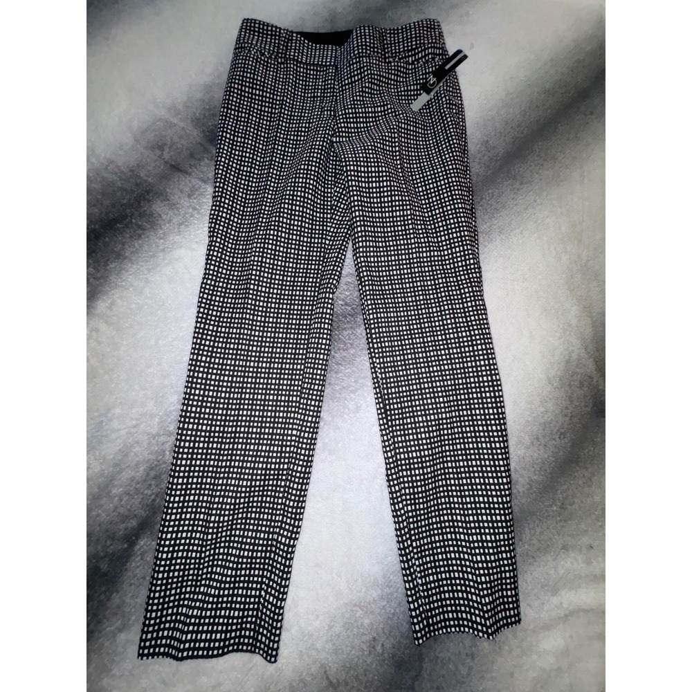 (CL) New Directions Slim Dress Pants Womens 6 Black White Grid Checkered NWT‎